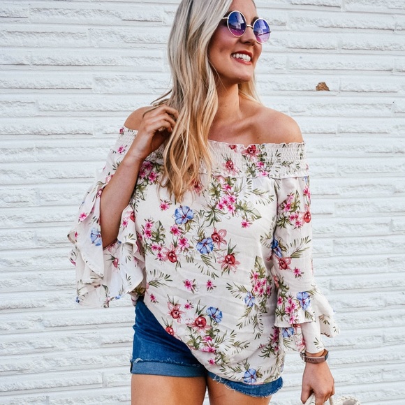 love + lime Tops - EVERYTHING MUST GO Off the shoulder floral blouse